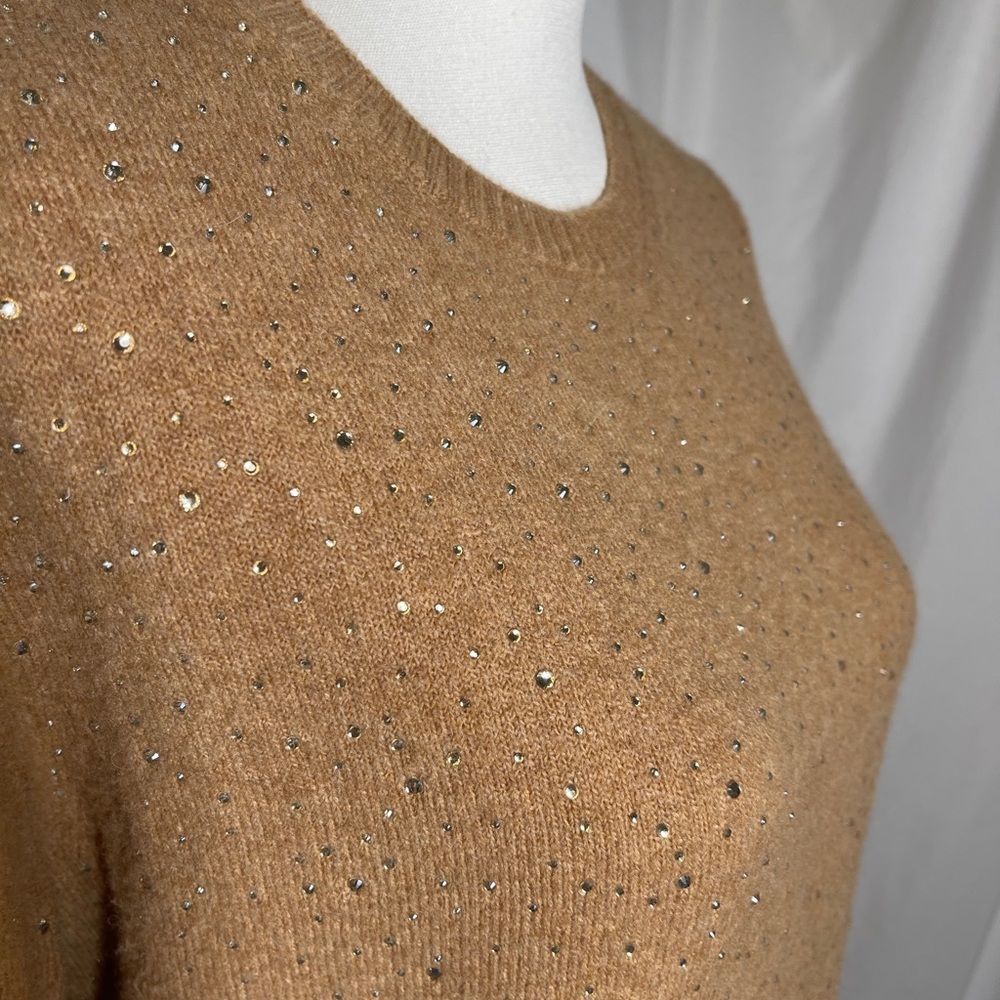 J. Crew Merino-Alpaca Shimmer Sweater (M) Camel With All Over Sparkles